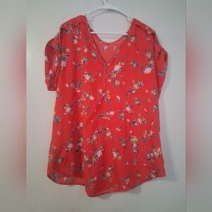 Elegant Floral Red Blouse